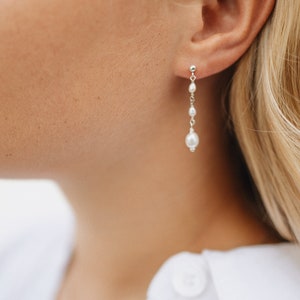 Boucles d'oreilles perles pendantes argent boucles d'oreilles boucles d'oreilles puces perles perles d'eau douce bijoux de mariage image 6