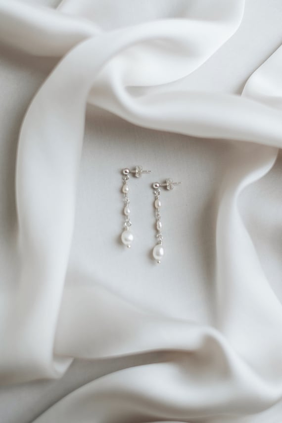 Pearl Earrings Hanging 925 Silver • Freshwater Pearls • ELOISE 