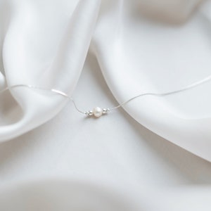 Feine Halskette Silber mit Perlen Kette mit Süßwasserperle 925 Silber Minimalistisch Bild 3
