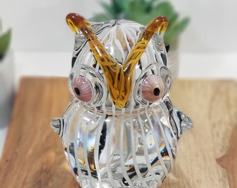 Beautiful Preowned Vintage Hand Blown Art Glass Owl, Owl Lovers Gift, Fine Art Glass Collection, Modern Contemporary, Woodland Creatures