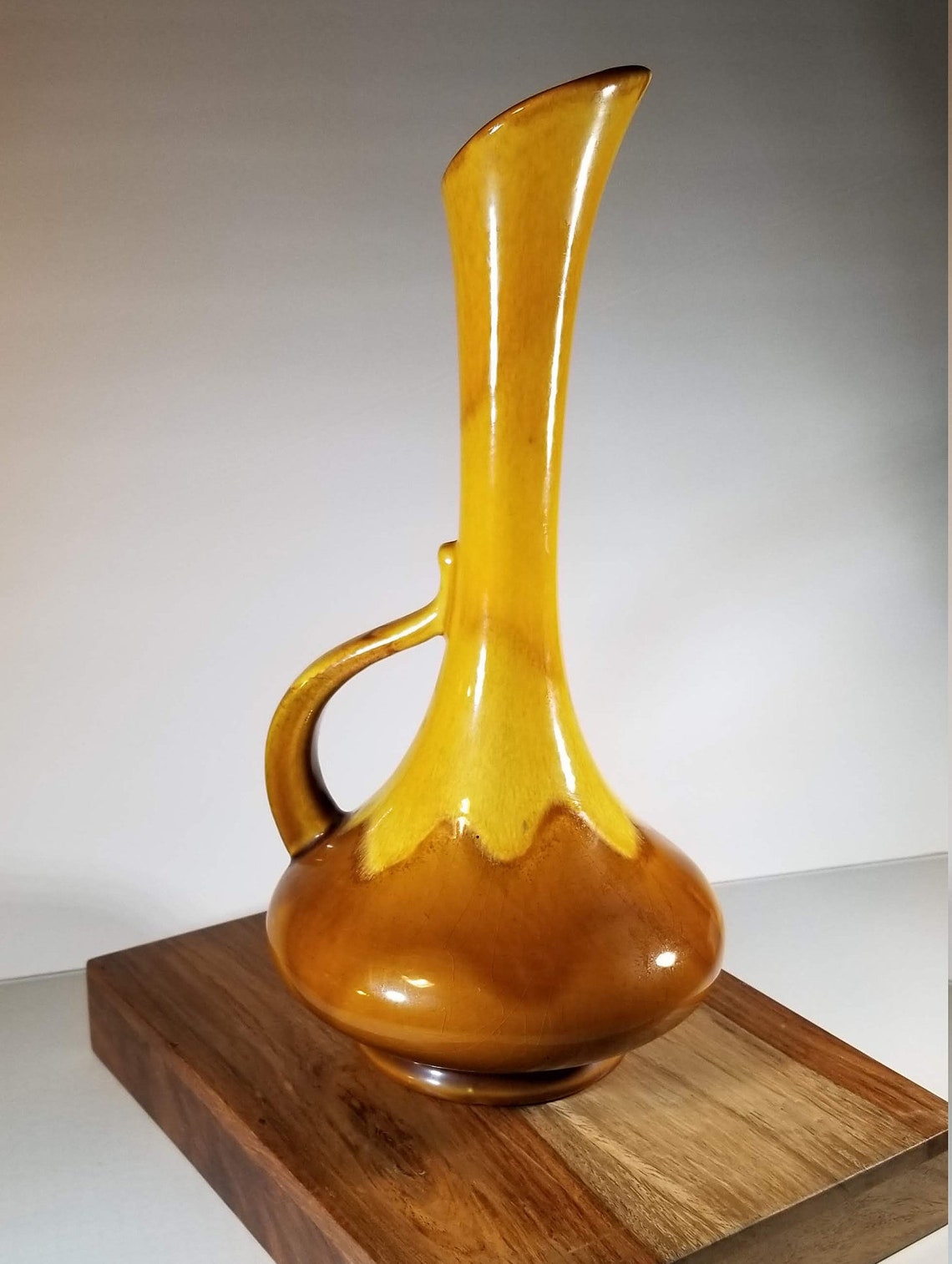 Vintage Haeger Pottery Pitcher/ Vase Drip Glaze Amber Brown Etsy UK