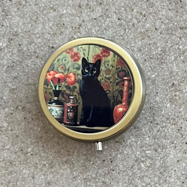 Black Cat Pill Box Case | Trinket Box