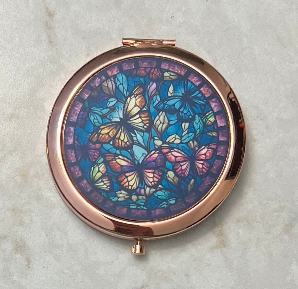 Butterfly Compact Mirror / Purse Mirror / Bridesmaid Gift / Butterflies Mirror
