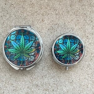 Pot Leaf Design Pill Box Case | Pillbox Holder | Trinket Box | Humorous Gift