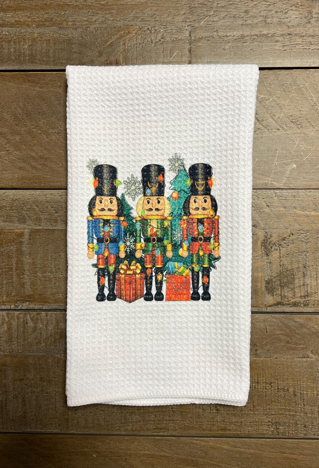 Set of 2 Blue Nutcracker Dish Towels Assorted 2 Designs