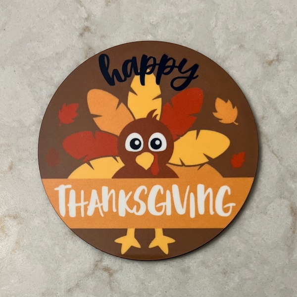 Happy Thanksgiving Beverage Coasters /Thanksgiving Hostess Gift / Turkey Coasters