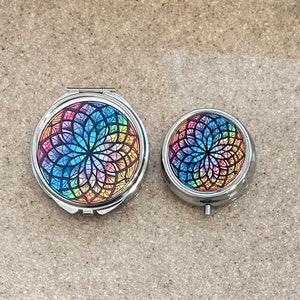 Pastillero con diseño de mandala, joyero, joyero, caja con diseño de mandala de vidrio de imitación