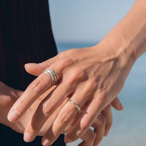 Lines Silver 925 Chevalier Ring| Adjustable Recycled 925 Ring for Her| Minimal Pinky Ring for Everyday| Ready to Ship 925 Infinity Ring|
