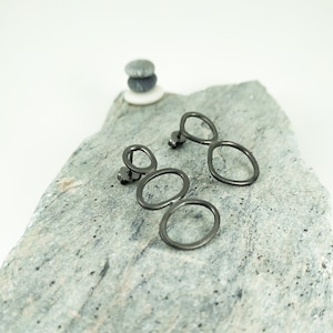 Silver 925 Rhodium Plated Cairn Earrings- Volax Collection| Minimal Rhodium Plated Earrings for Her| Mismatched Silver 925 Stud Earrings