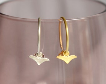 Seagull .925 or Goldplated Hoop Earrings|  Minimal Recycled Silver Hoops Ocean Gift for Her| Ocean Love Handmade Earrings| Bird Hoops Gift
