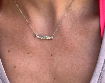 Minimal Silver 925 Eight Knot Necklace| Figure 8 Knot 925 Pendant for Rock Climbing| Gift for Climbers| Sterling Infinity Knot Necklace