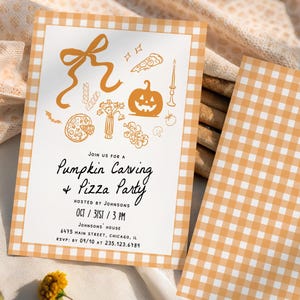 Halloween Pizza & Pumpkins Invitation Editable, Pumpkin Carving Party Invite, Pumpkin Painting, Digital Template Instant Download 227
