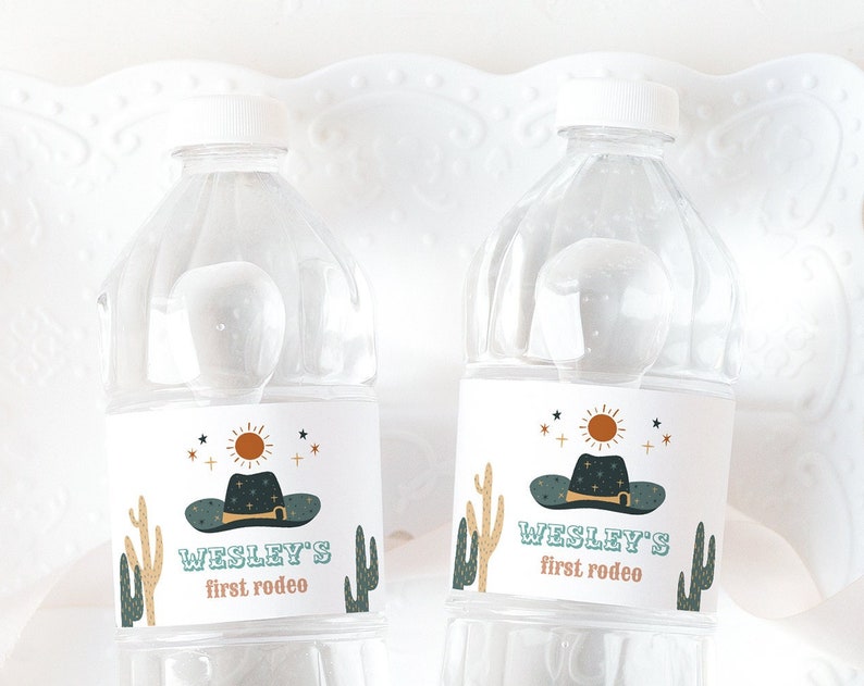 EDITABLE Wild West Water Bottle Labels Western Party Decor Girl Printable First Rodeo Birthday Bottles Wraps Instant Download