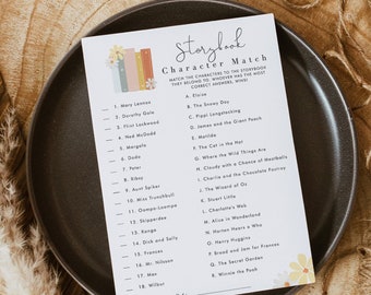 Storybook Character Match Game Editable, Book Themed Baby Shower Games, Chapter oh baby Sprinkle Game, Printable Download 343