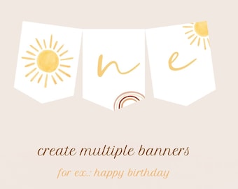 EDITABLE Sun High Chair Banner, First Trip around the Sun Birthday Banner, Sun 1st Birthday Banner, Sunshine Decor, Instant Download 931