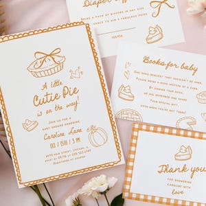 Cutie Pie Baby Shower Invitation Suite Editable | Bow A little cutie pie is on the way invite set | Digital Template Instant Download 161