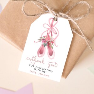 Ballet Birthday Favor Tags Editable Template, Floral Ballerina Favor ...