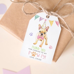 Puppy Birthday Favor Tag Girl Editable, Dogs Birthday Thank you Tag, Template Printable, Instant Download, 074