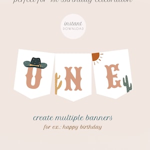 EDITABLE Wild West High Chair Banner, First Rodeo Birthday Banner, Western 1st Birthday Banner, Cowboy Party Decor, Instant Download 888