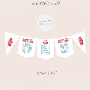 Printable Firetruck High Chair Banner, Fire Truck 1st Birthday Decor, Fire Department One Sign, Instant Download 591