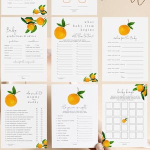 Editable A Little Cutie Baby Shower 11 pcs Game Bundle, A Little Cutie is on the Way Baby Sprinkle Games, Boho Citrus Printable Download 135
