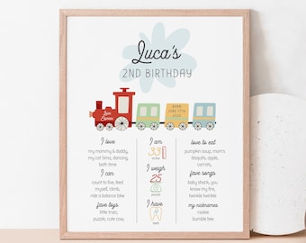 Train 2nd Birthday Milestones Sign: Chugga Chugga Baby Stats (Digital Download 143)