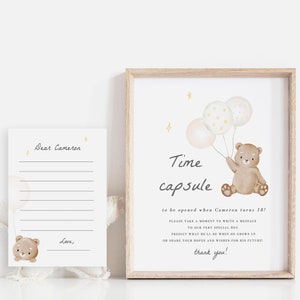 Bear Time Capsule Template, Teddy Bear First Birthday Party, Beary ...