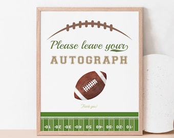 Football Leave Autogramm Schild zum Ausdrucken: First Year Down Gästebuch Schild (Instant Download 673)