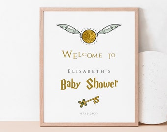 Magic School Baby Shower Welcome Sign, Wizard Baby Shower Welcome, Magical Bundle Reception Sign Printable, Instant Download 501