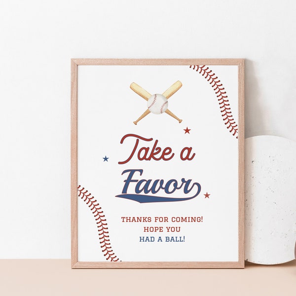 Baseball Take a Favor Sign Printable, Rookie of the Year Take a Treat Sign, Baseball Baby Shower Table Poster, Instant Download 445