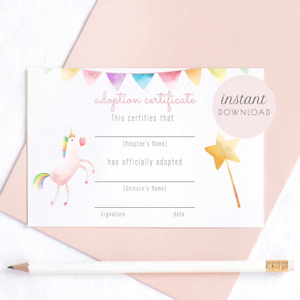 Adopt A Unicorn Printable Set Adoption Certificate Adoption - Etsy