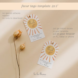 Sun Birthday Favor Tags Template, Sunshine Gift Labels, First Trip around The Sun Tags, Here comes Sun, Editable, Instant Download 931 image 3