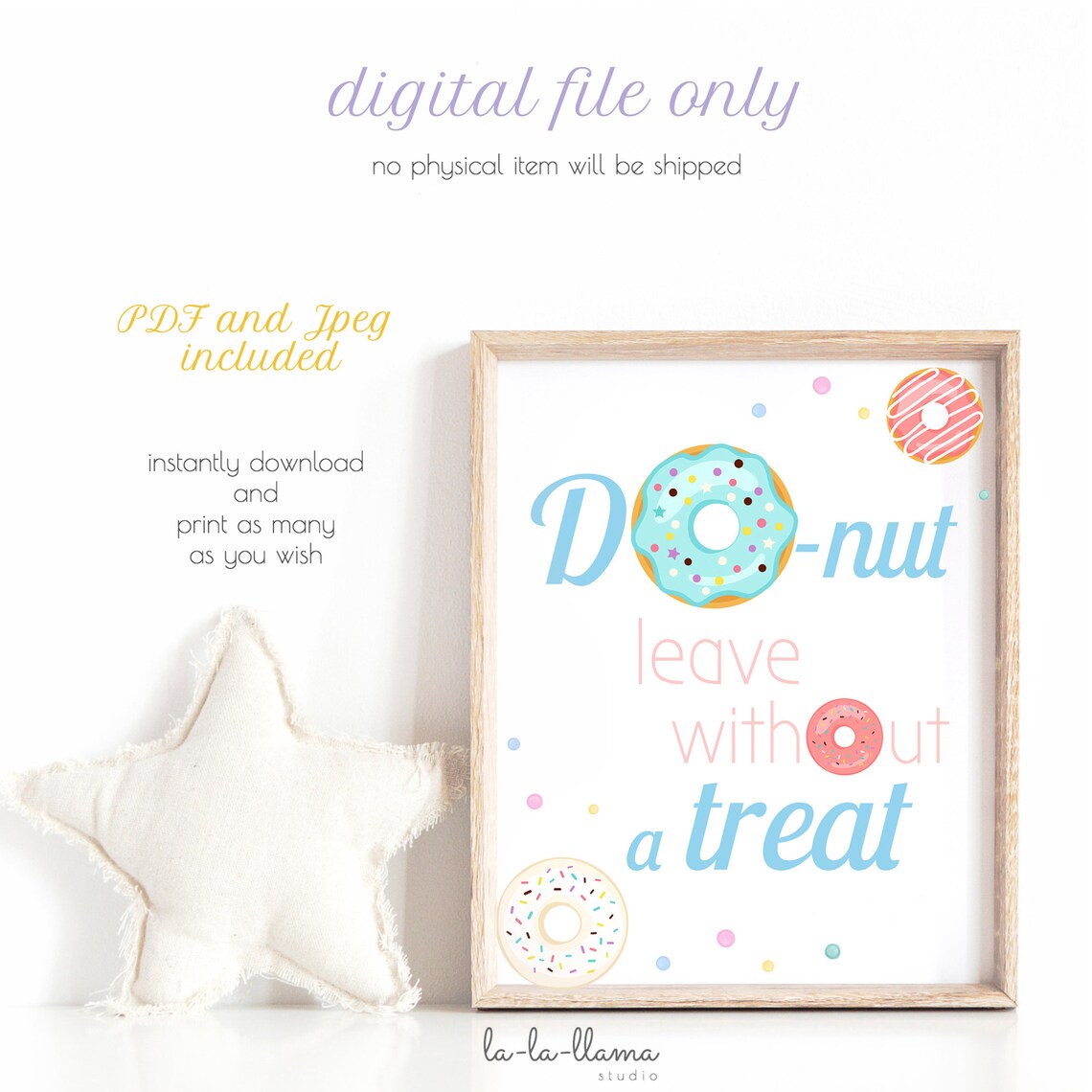 Donut Party Sign Printable Donut Leave Without a Treat Sign - Etsy