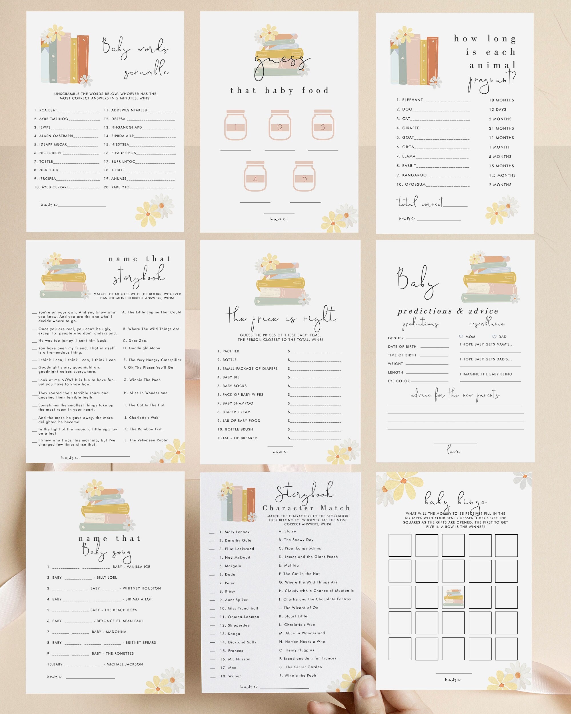 Editable Storybook Baby Shower Game Bundle, A New Chapter Baby Sprinkle Games 12 pcs, Book Themed Baby Games, Printable Download 343