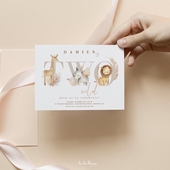 Safari 2nd Birthday Invitation: Two Wild theme (Editable Template Instant Download 757)