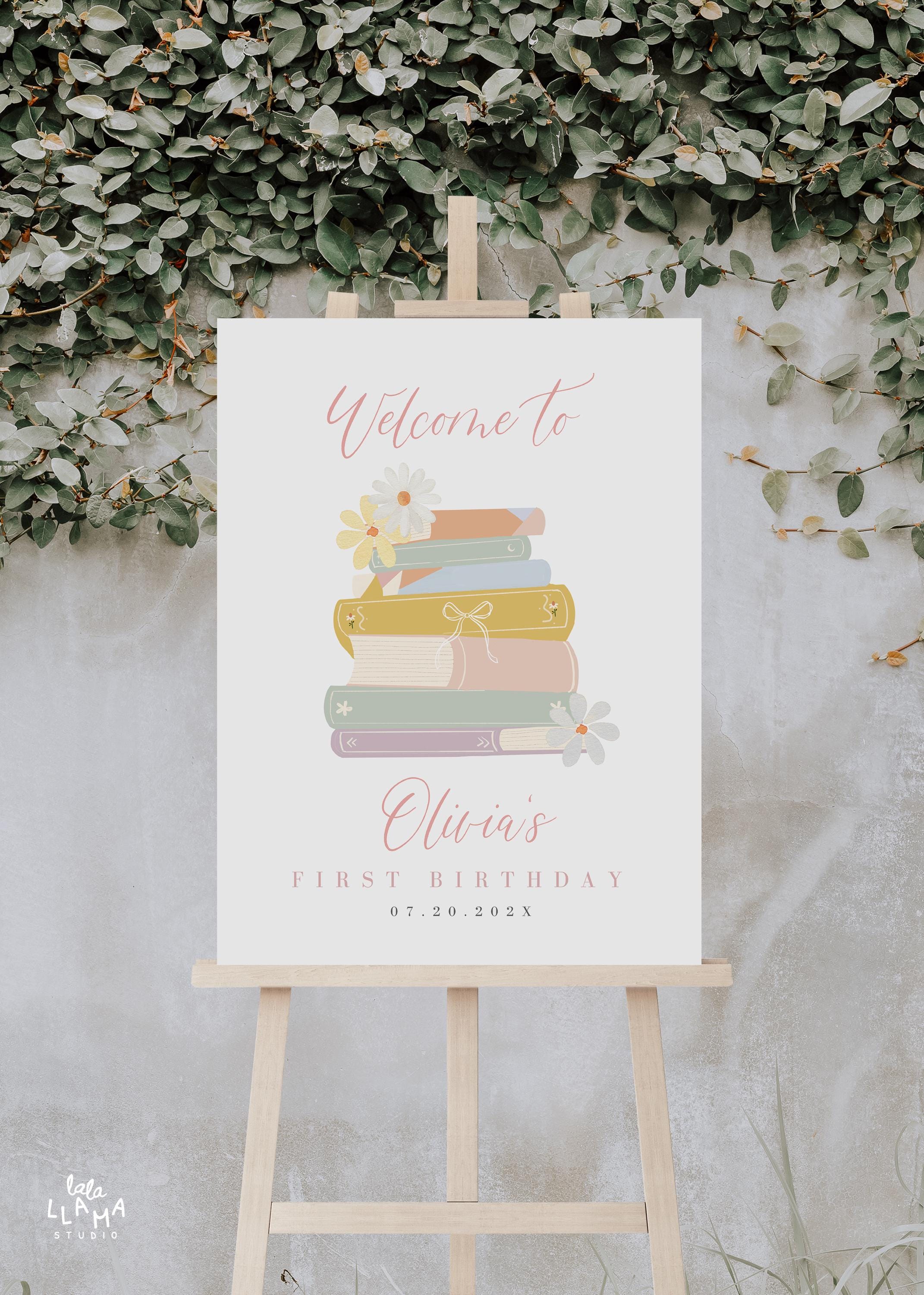 First Chapter Welcome Sign Storybook Birthday Welcome Sign, Book Theme Party Poster, First Chapter ...