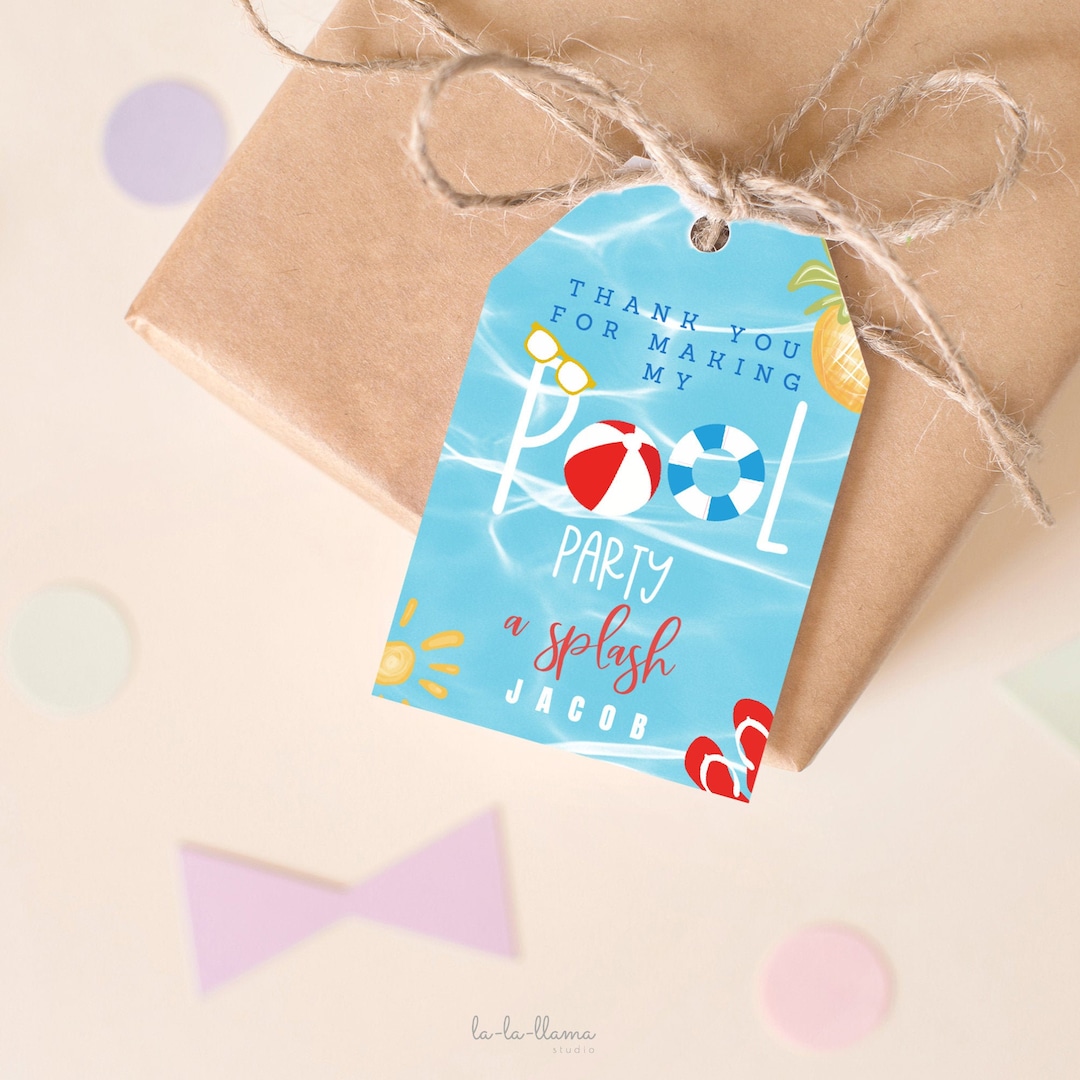 Pool Party Favor Tags Template, Splish Splash Birthday Gift Labels ...