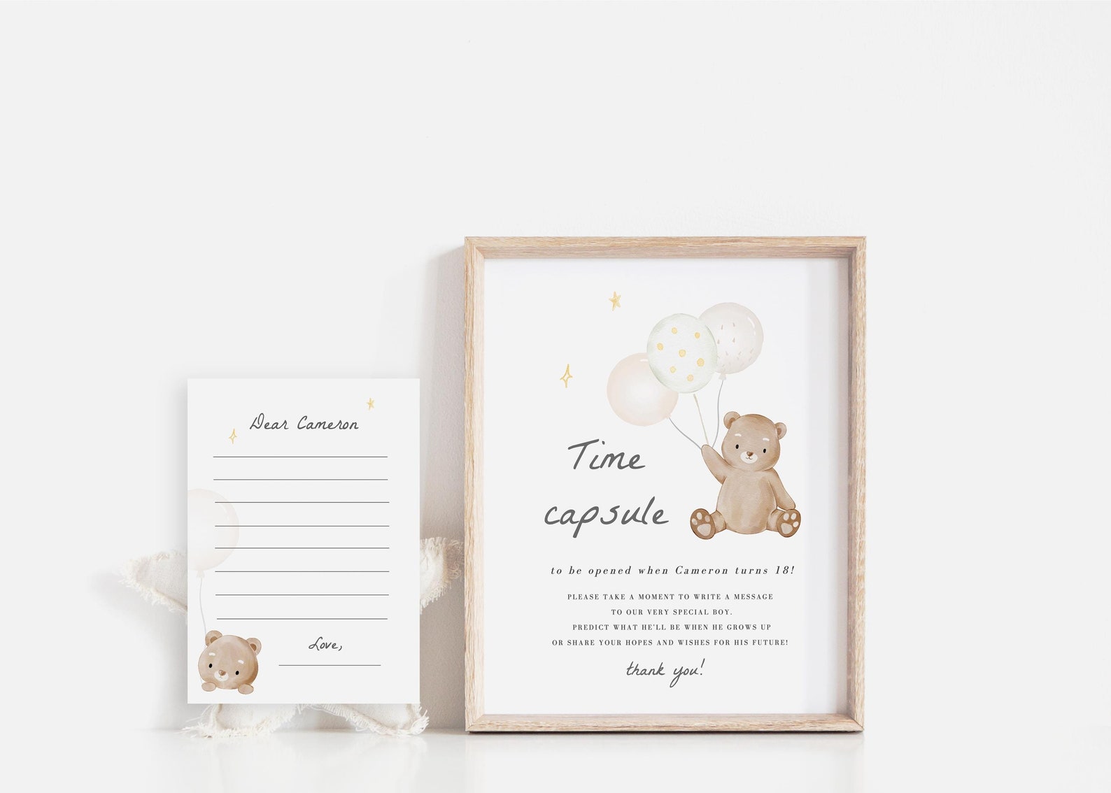 Bear Time Capsule Template, Teddy Bear First Birthday Party, Beary ...