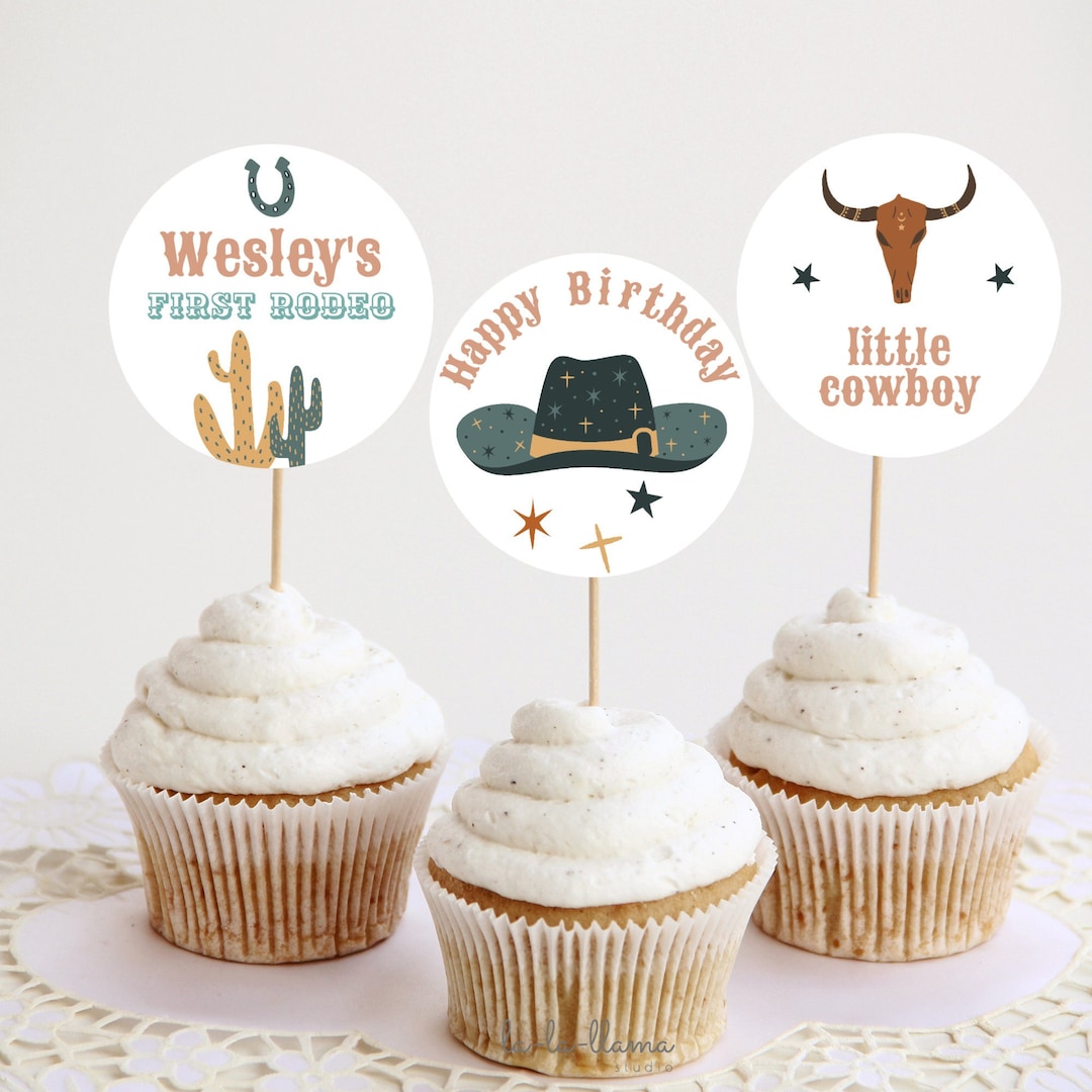 EDITABLE Western Birthday Cupcake Toppers, First Rodeo Cake Topper, Cowboy Birthday Decor Printable, Wild West Cupcake Instant Download 888 - Etsy editable-western-birthday-cupcake-toppers-first-rodeo-cake-topper-cowboy-birthday-decor-printable-wild-west-cupcake-instant-download-888-etsy