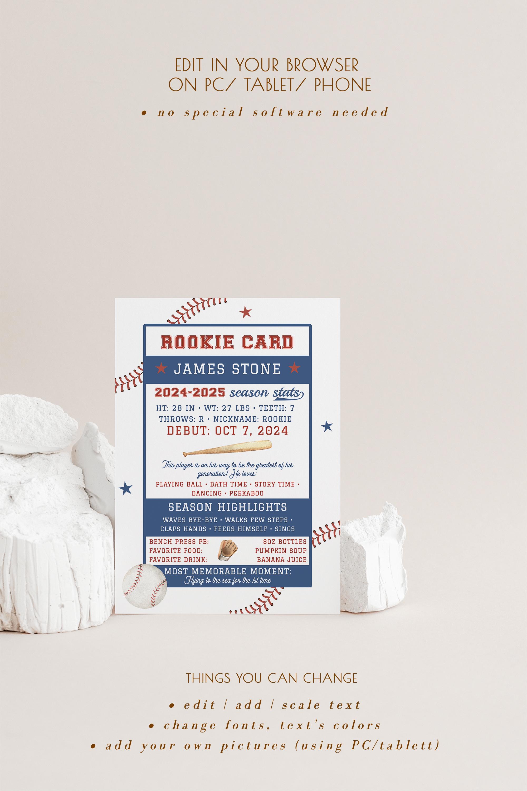 Baseball Player Card Editable, Rookie of the Year Trading Card, 1st ...