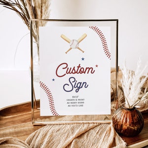 Editable Baseball Custom Sign Template, Rookie of the Year First Birthday Party Poster, Slugger Table Sign, Printable, Instant Download 445