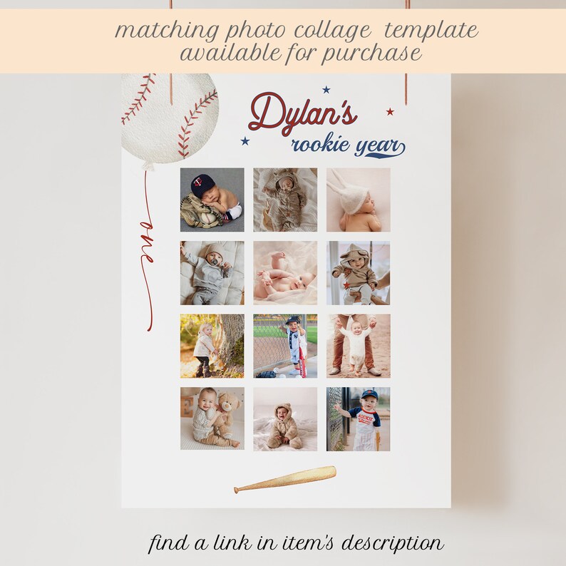Baseball Photo Thank You Card Template, Rookie of the Year 1st Birthday ...
