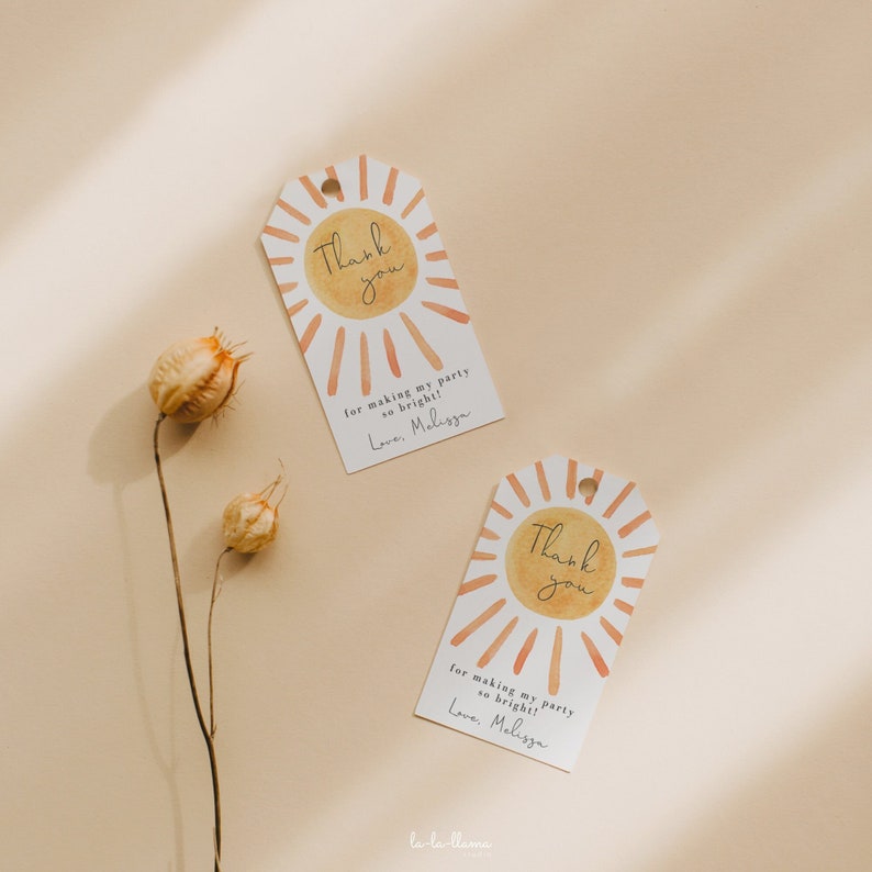 Sun Birthday Favor Tags Template, Sunshine Gift Labels, First Trip around The Sun Tags, Here comes Sun, Editable, Instant Download 931 image 1