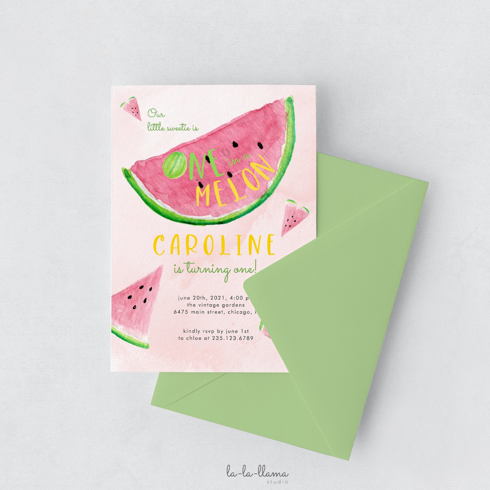 Watermelon Birthday Invitation Template One in a Melon - Etsy