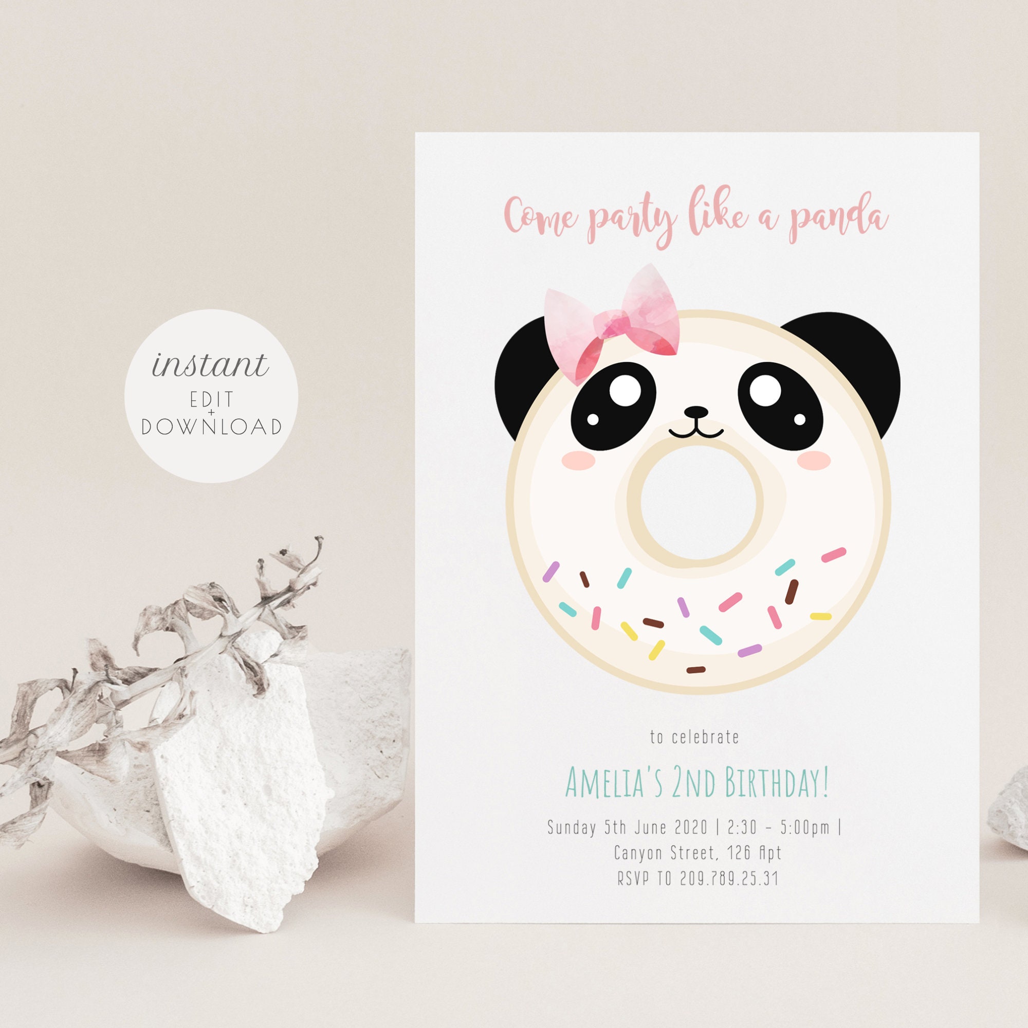 DIY Tuto facile - carte invitation PANDA anniversaire - 004 
