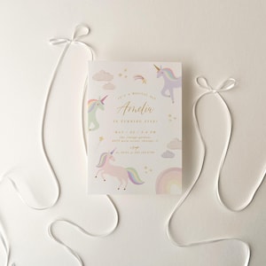 Magical Unicorn Birthday Invitation Template: Pastel Rainbow Party (Editable Digital Download 535) image 6