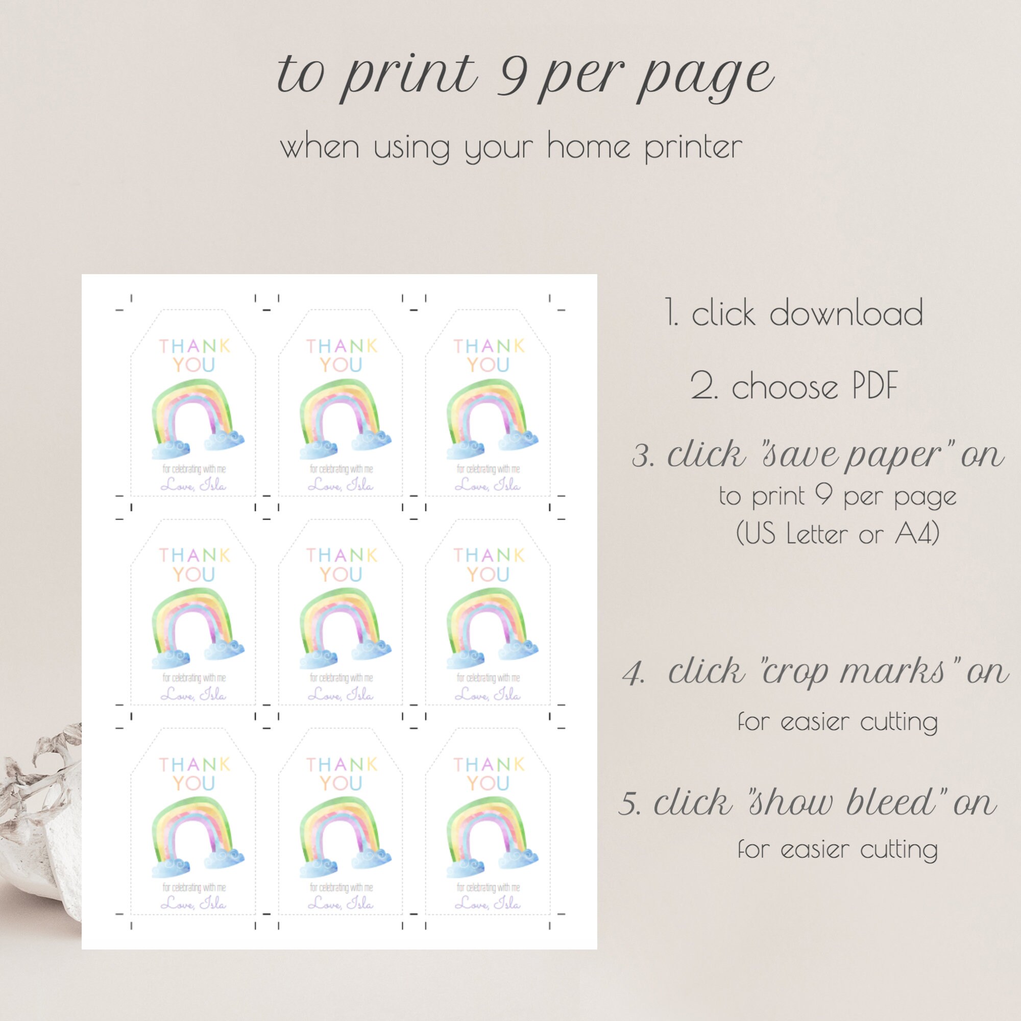 Editable Rainbow Favor Tags Printable Pastel Rainbow Thank - Etsy