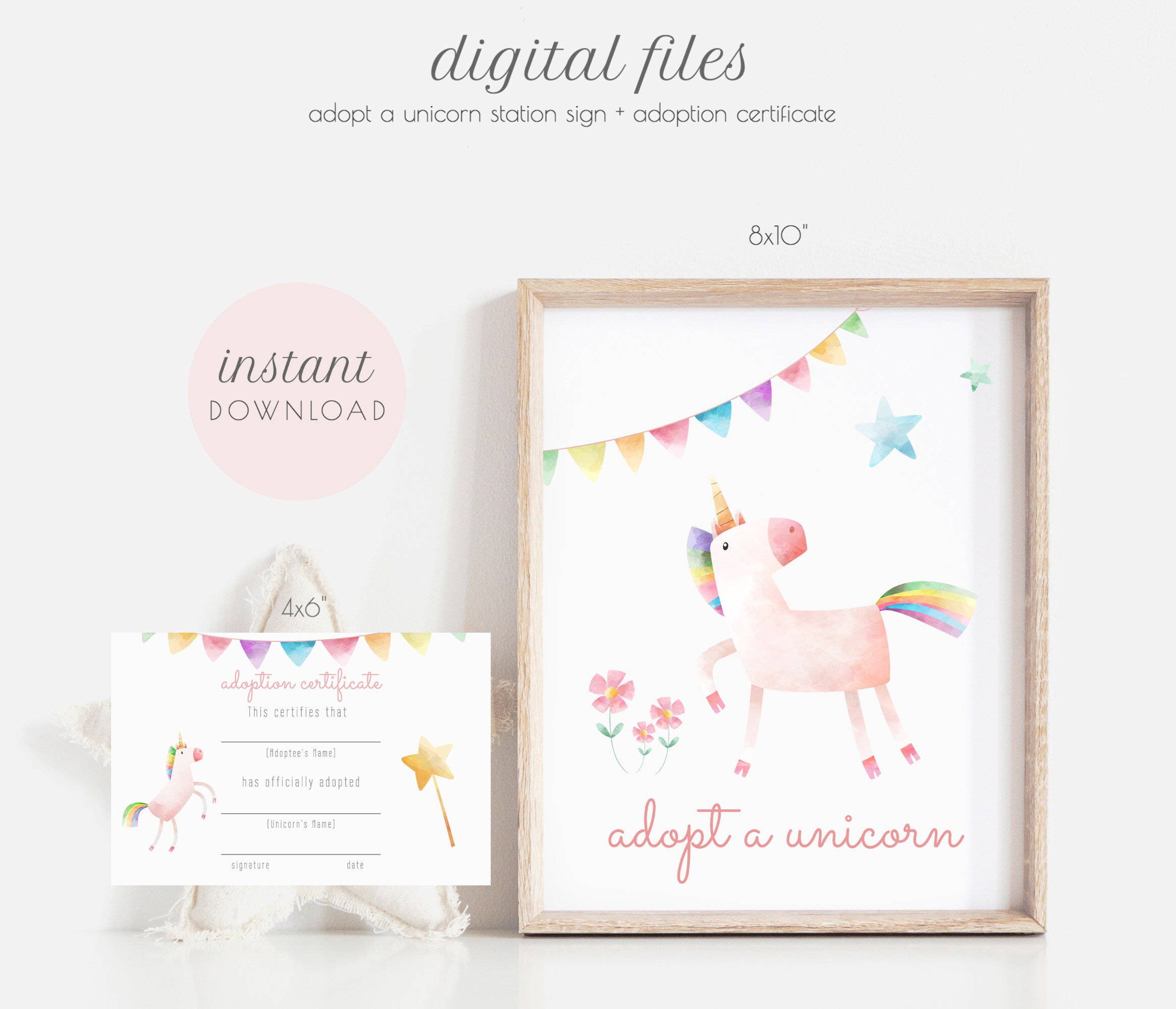 Adopt A Unicorn Printable Set Adoption Certificate Adoption - Etsy