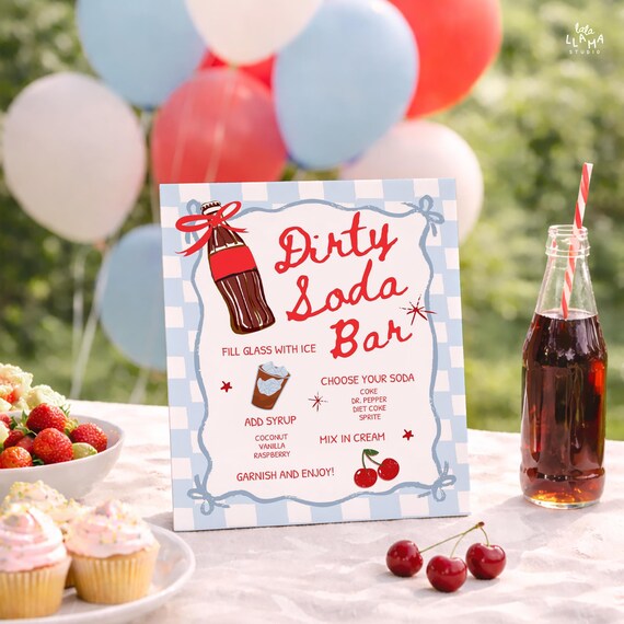 Dirty Soda Bar Sign: She's Ready to Pop Blue Check (Editable Canva Template 864)