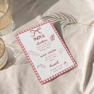 Italienisches rotes Häkchen-Menü bearbeitbar, Ciao Bambino-Menü, das ist Amore-Menü, Pizza-Menü handgezeichnet, Scheibe Scheibe Baby bearbeitbar Digitaler Download 098